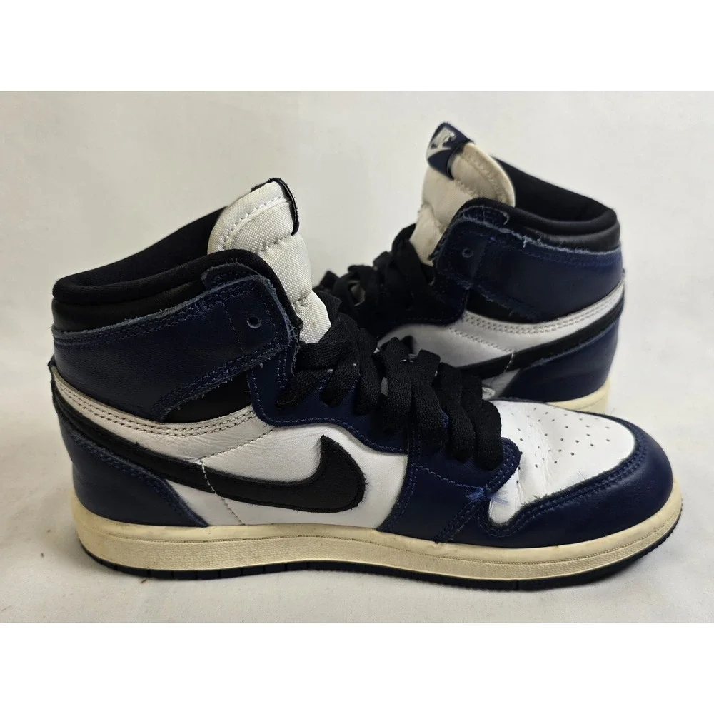 Jordan 1 Retro High Kids Shoe Midnight Navy/Black-White-Sail US Size 2.5Y